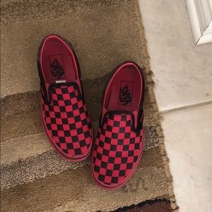 Red and black checker Vans